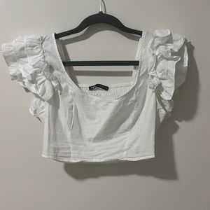 Zara white crop top